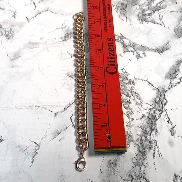 Rose Gold over Stainless Steel Cuban Link Chain Bracelet - Picture 4 of 5